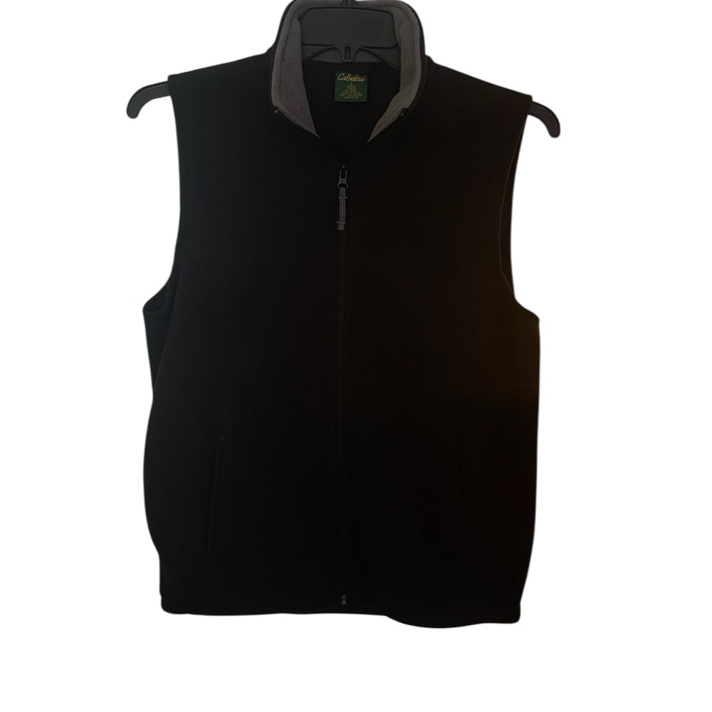 Cabela's Men’s Size Small Black Fleece Vest zip pockets Polartec